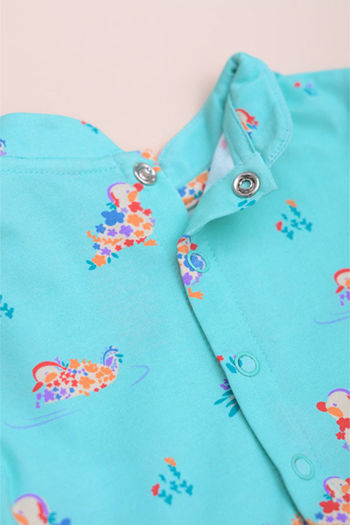 Mandarin-collared Tulle Onesie - Turquoise Mandarin Ducks | CNY2023 Family Twinning Set | The Elly Store Singapore The Elly Store