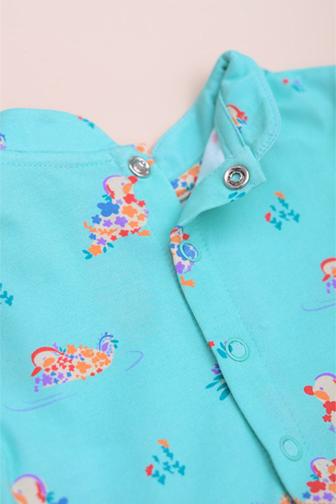 Mandarin-collared Tulle Onesie - Turquoise Mandarin Ducks | CNY2023 Family Twinning Set | The Elly Store Singapore