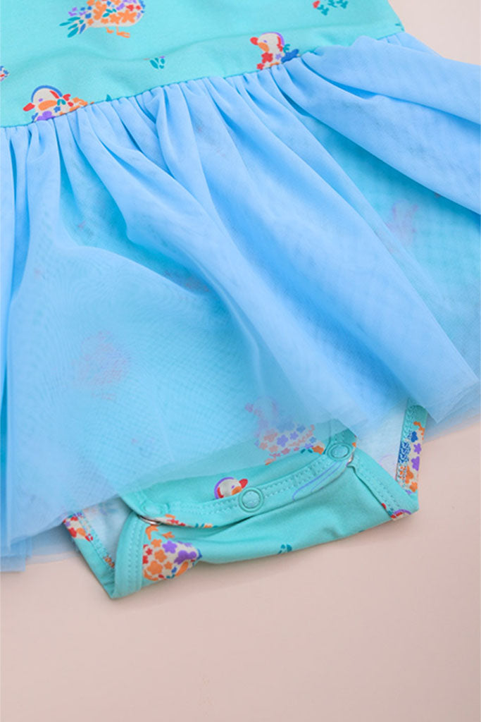 Mandarin-collared Tulle Onesie - Turquoise Mandarin Ducks | CNY2023 Family Twinning Set | The Elly Store Singapore