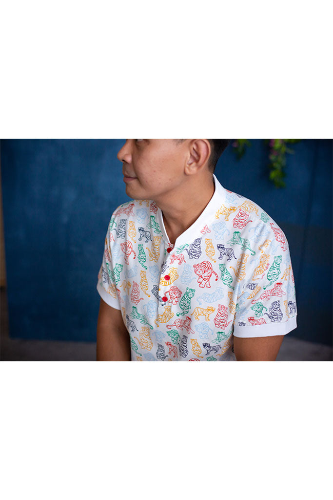 Mens Polo Tee - Colourful Tigers | CNY2022 Family Twinning Set | The Elly Store Singapore
