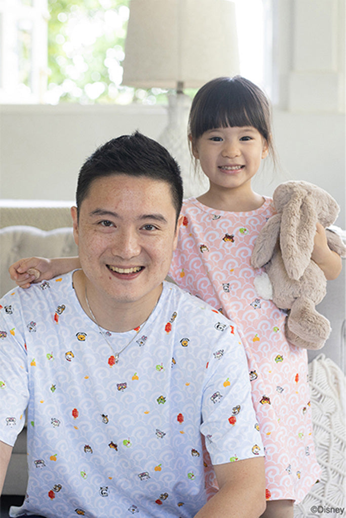 Men's Short-Sleeve Pyjamas - Blue Wave Tsum Tsum | Twinning Family Pyjamas | The Elly Store Singapore