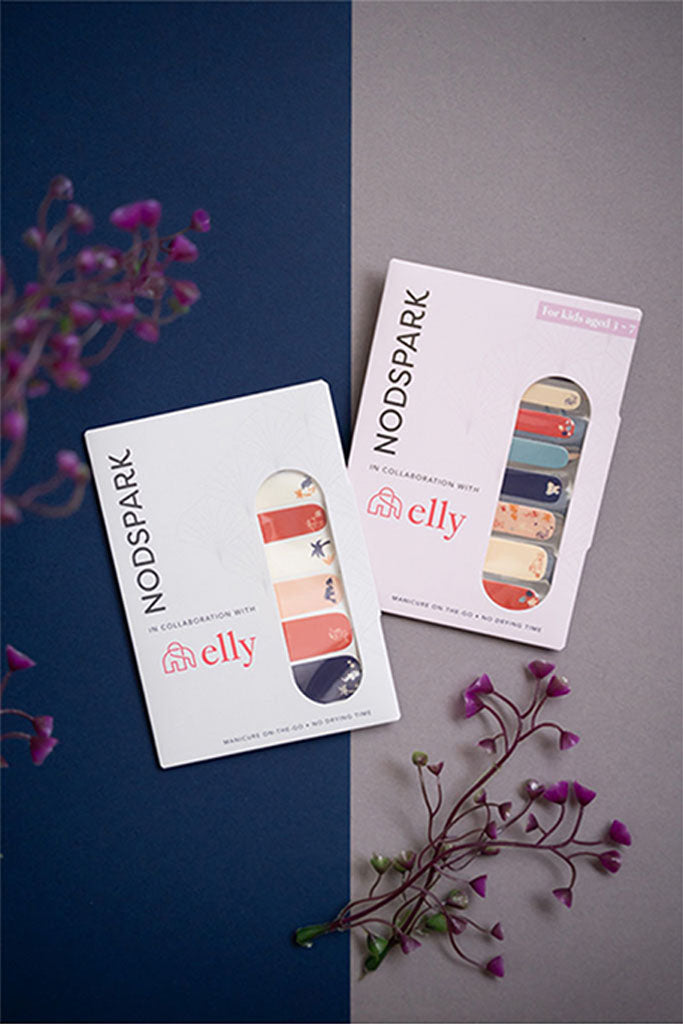 Nail Stickers - Elephants in Summertime (Petite) | Nodspark x elly | The Elly Store Singapore