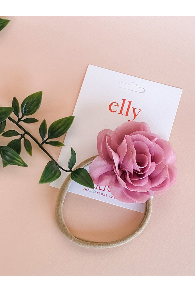 Organza Flower Headband - Dusty Pink | Girls Hair Accessories | The Elly Store Singapore