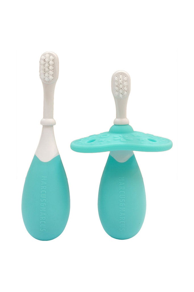 Palm Grasp Toddler Training Toothbrush - Blue by Marcus & Marcus | Bathtime | The Elly Store Singapore