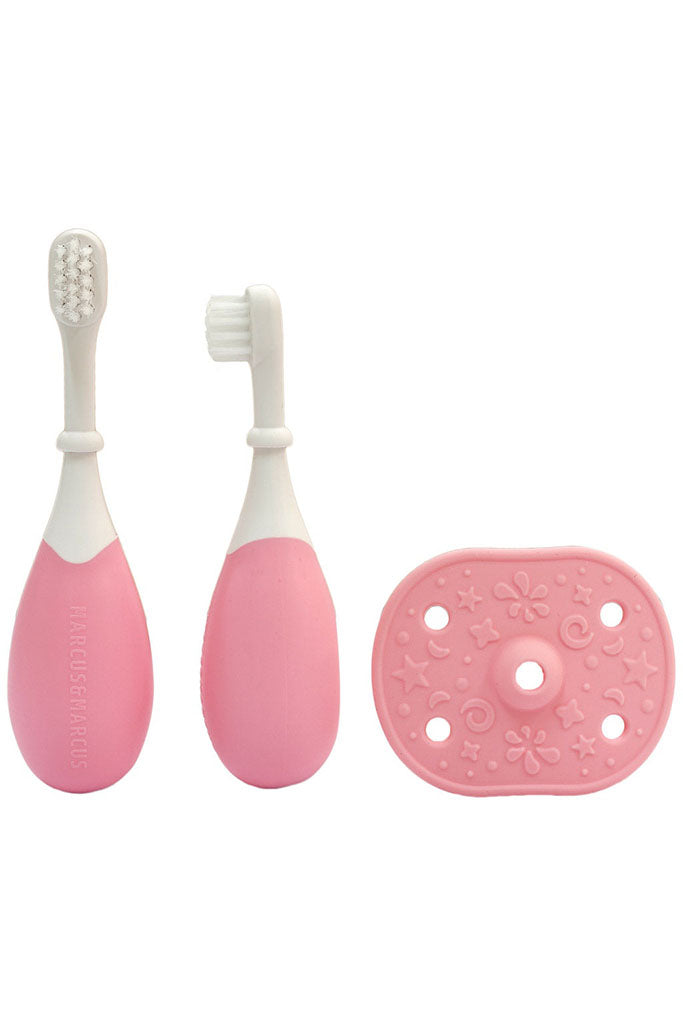 Palm Grasp Toddler Training Toothbrush - Pink by Marcus &amp; Marcus | Bathtime | The Elly Store Singapore