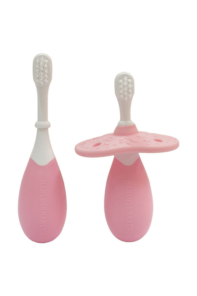 Palm Grasp Toddler Training Toothbrush - Pink by Marcus &amp; Marcus | Bathtime | The Elly Store Singapore
