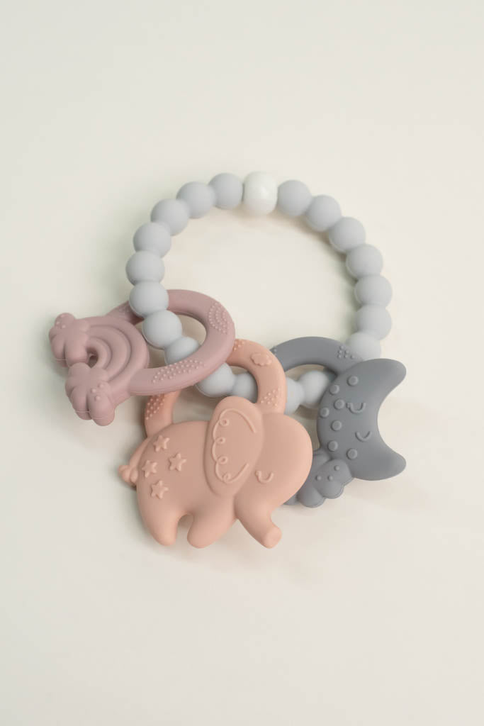 Silicone Pink Elephant Teething Ring
