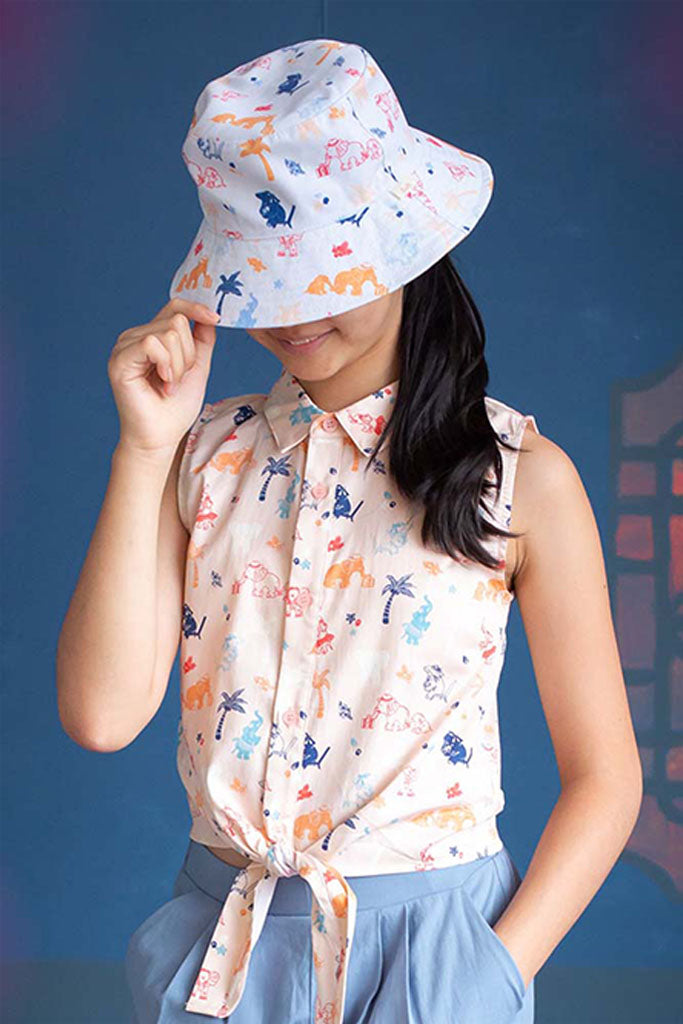 Kids Reversible Bucket Hat - Cream Summertime | Accessories | The Elly Store Singapore