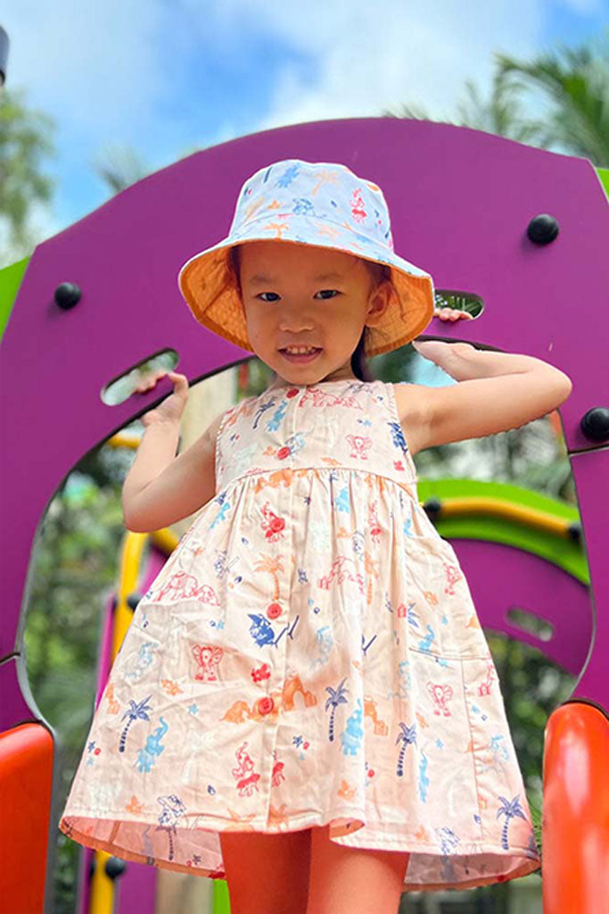 Kids Reversible Bucket Hat - Cream Summertime | Accessories | The Elly Store Singapore