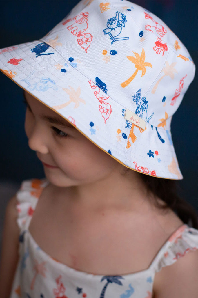 Kids Reversible Bucket Hat - Cream Summertime | Accessories | The Elly Store Singapore