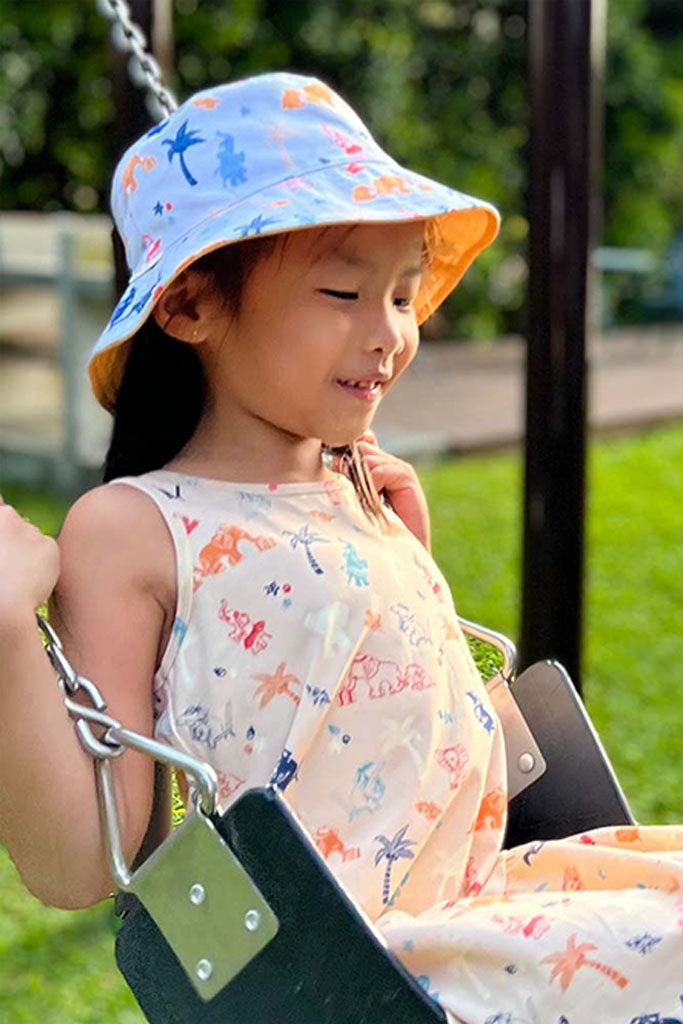 Kids Reversible Bucket Hat - Cream Summertime | Accessories | The Elly Store Singapore