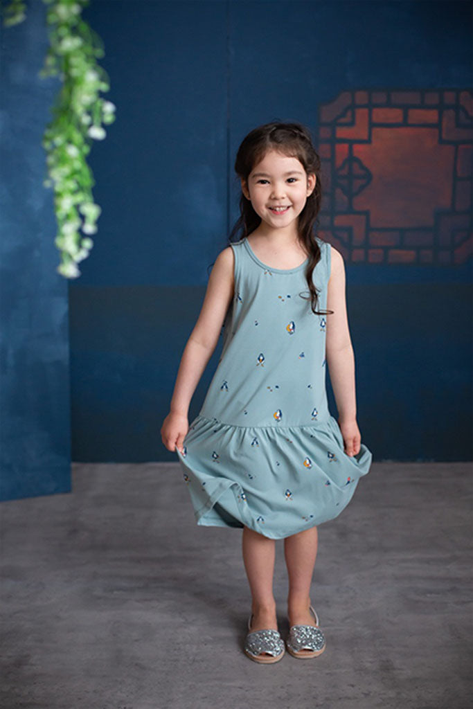 Sleeveless Dress - Teal Beach Day | CNY2022 Family Twinning Set | The Elly Store Singapore