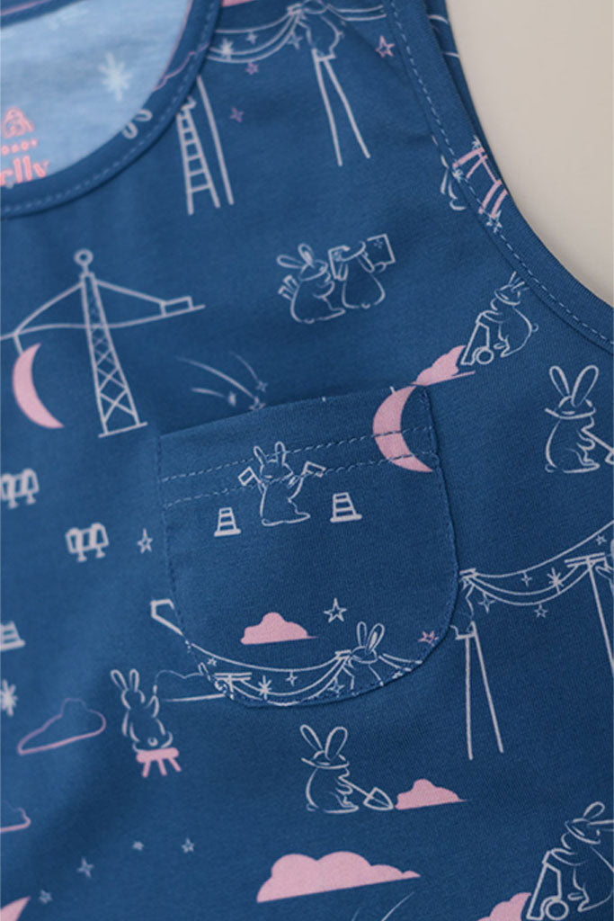 Sleeveless Romper - Blue Nightfall Bunnies | CNY2023 Family Twinning Set | The Elly Store Singapore