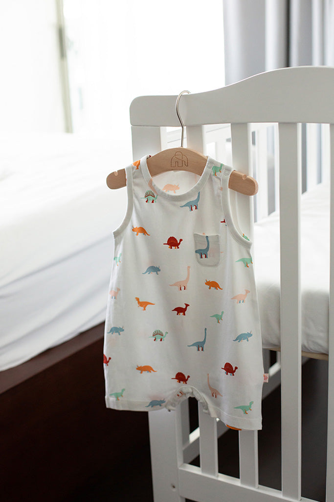 Sleeveless Romper - Dino | GOTS-certified Organic Cotton | The Elly Store Singapore