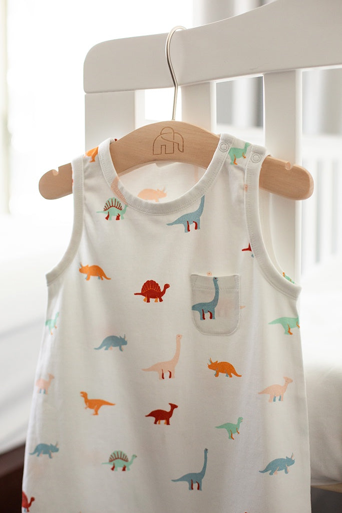 Sleeveless Romper - Dino | GOTS-certified Organic Cotton | The Elly Store Singapore