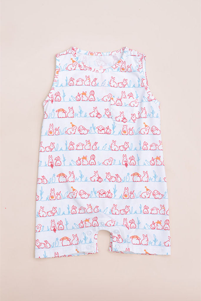 Sleeveless Romper - White Bunnies In A Row | CNY2023 Family Twinning Set | The Elly Store Singapore