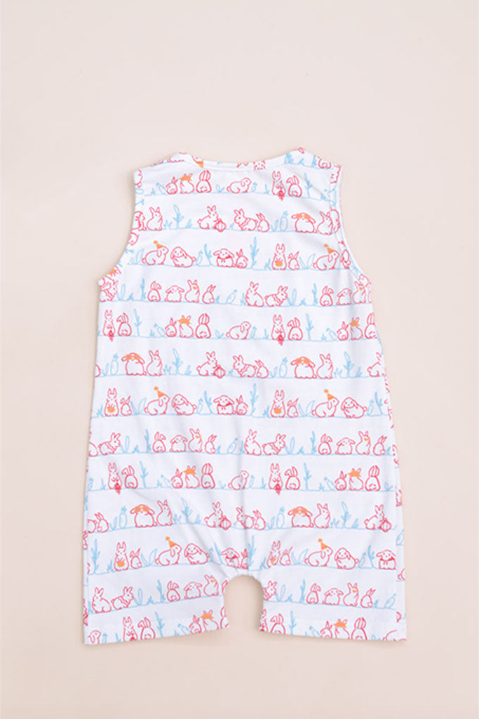 Sleeveless Romper - White Bunnies In A Row | CNY2023 Family Twinning Set | The Elly Store Singapore