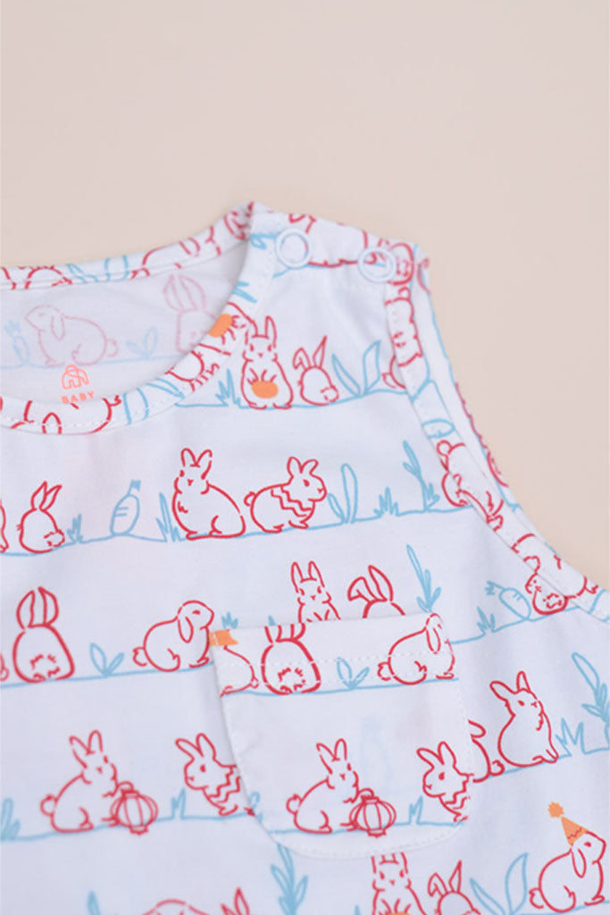 Sleeveless Romper - White Bunnies In A Row | CNY2023 Family Twinning Set | The Elly Store Singapore