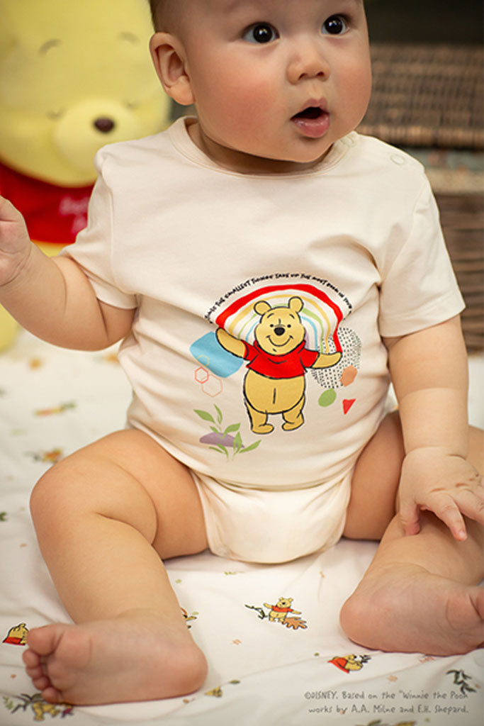 Short-Sleeve Onesie - Yellow Rainbow Pooh | Disney x elly | The Elly Store Singapore