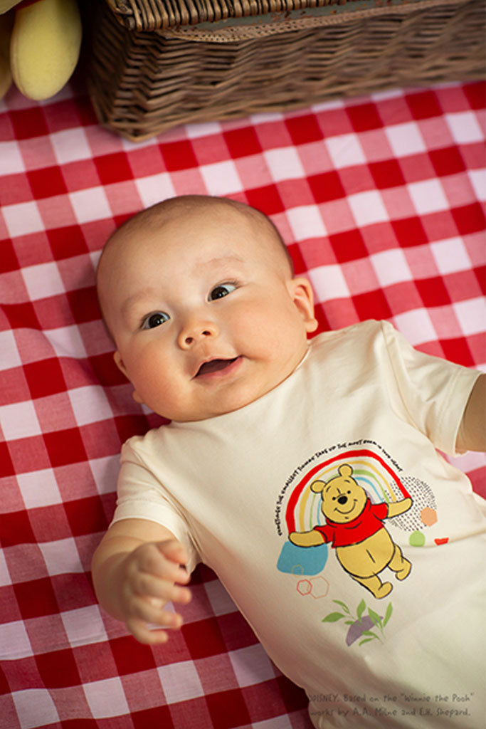 Short-Sleeve Onesie - Yellow Rainbow Pooh | Disney x elly | The Elly Store Singapore