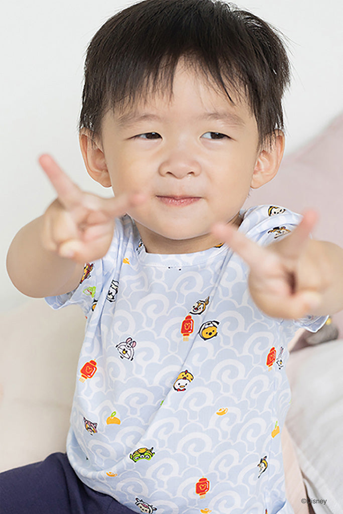 Short-Sleeve Pyjamas Set - Blue Wave Tsum Tsum | Disney x elly Family Pyjamas | The Elly Store Singapore