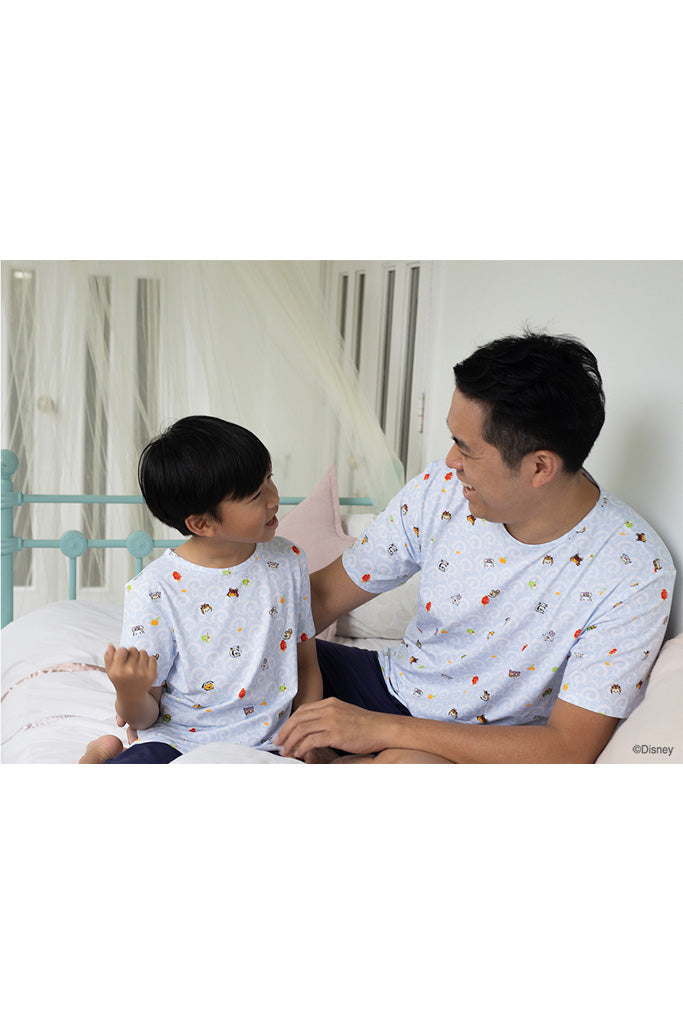 Short-Sleeve Pyjamas Set - Blue Wave Tsum Tsum | Disney x elly Family Pyjamas | The Elly Store Singapore