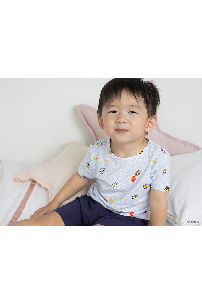 Short-Sleeve Pyjamas Set - Blue Wave Tsum Tsum | Disney x elly Family Pyjamas | The Elly Store Singapore