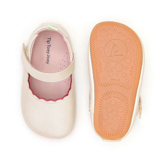 Roundy Shoes - Antique White / Fuchsia Shine | Tip Toey Joey Baby Shoes | The Elly Store