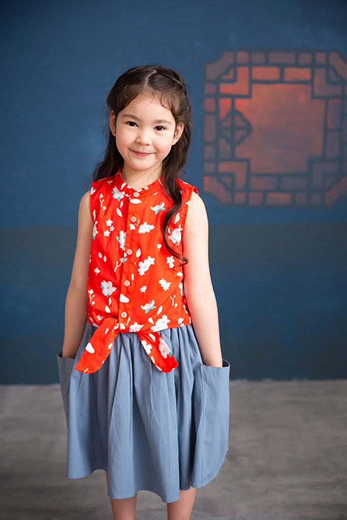 Wendy Flare Skirt - Blue | CNY2022 Girls Bottoms | The Elly Store Singapore