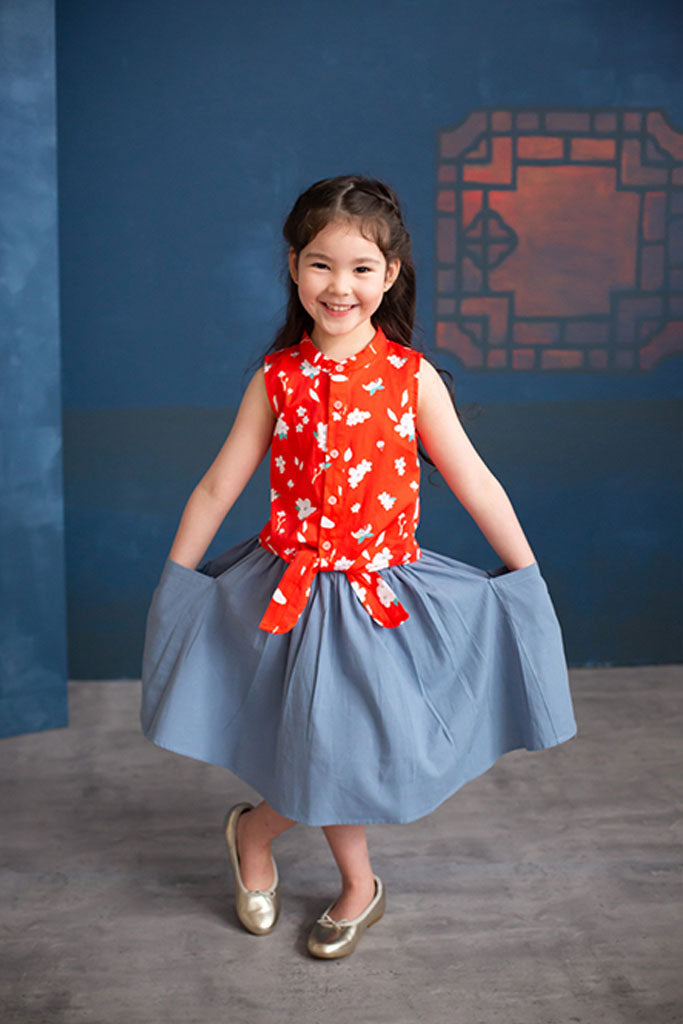 Wendy Flare Skirt - Blue | CNY2022 Girls Bottoms | The Elly Store Singapore