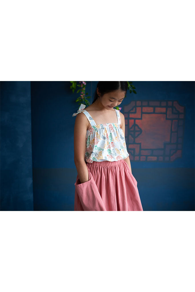 Wendy Flare Skirt - Rose Red | CNY2022 Girls Bottoms | The Elly Store Singapore