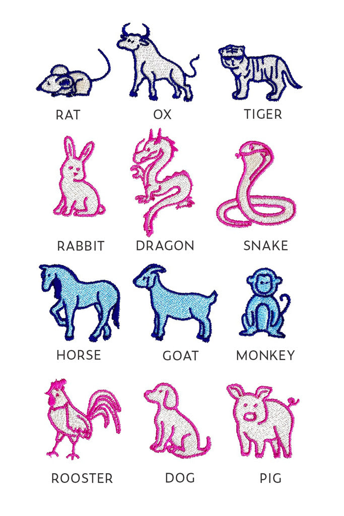 Chinese Zodiac Animal Embroidery Choices